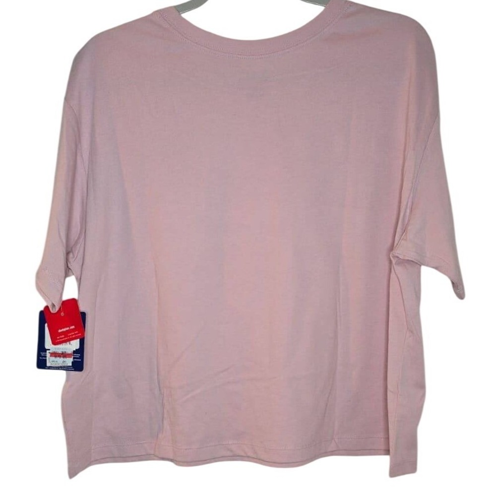 Champion Cropped Graphic Tee Light Pink NWT Embroidered Script Logo Shirt - Picture 4 of 4